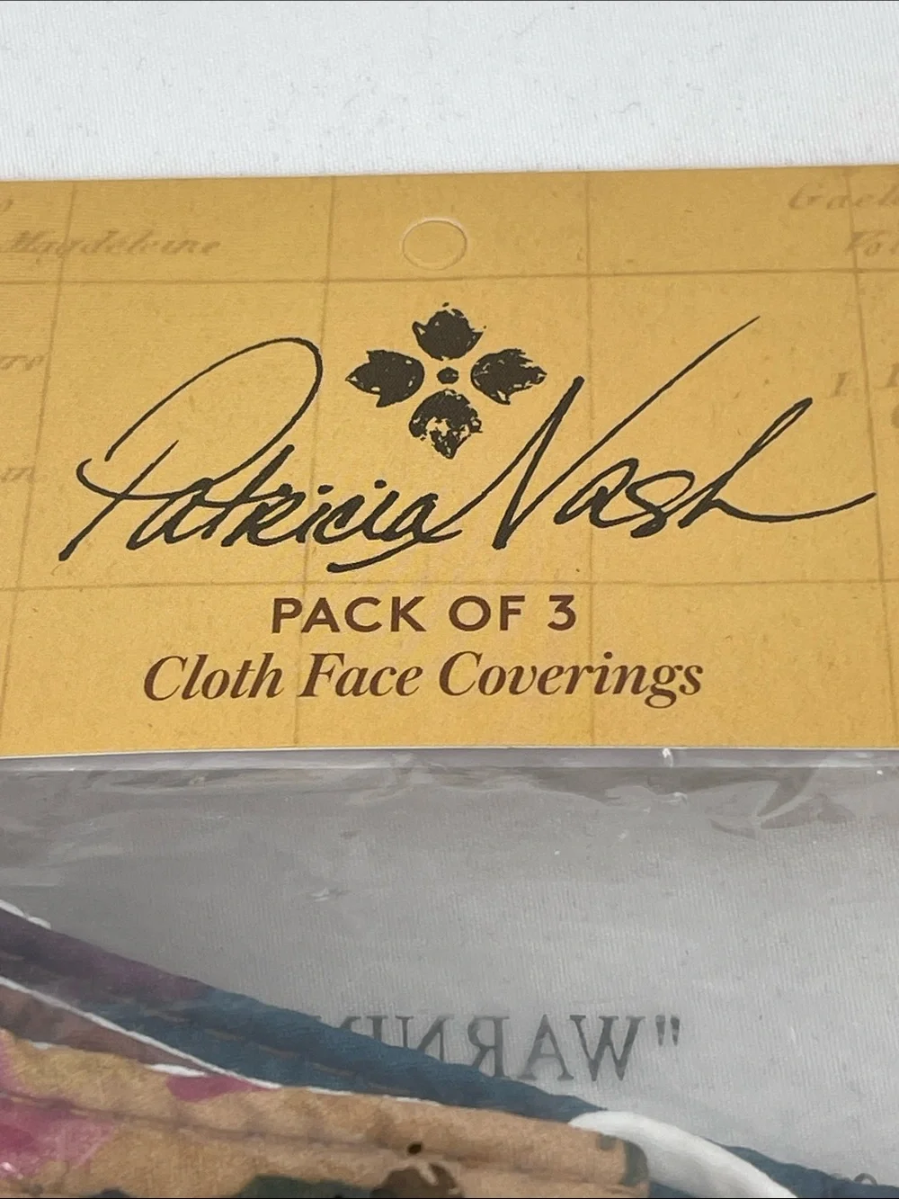 Patricia Nash Floral Multicolor/Tan Cloth Face Covering Pack of 3 NEW NEVER OPEN